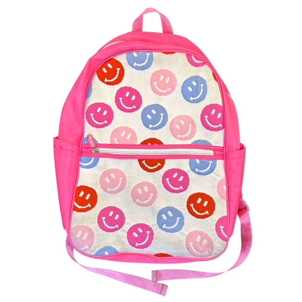 Packed Party Colorful Pink Smiley Face Backpack